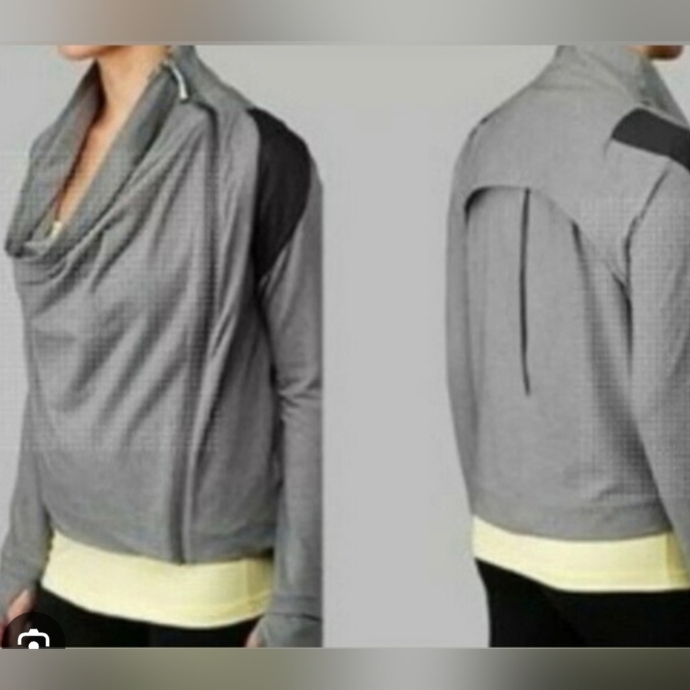Lululemon Sway Cowl Neck Jacket sz 8 Grey, Side Zipper